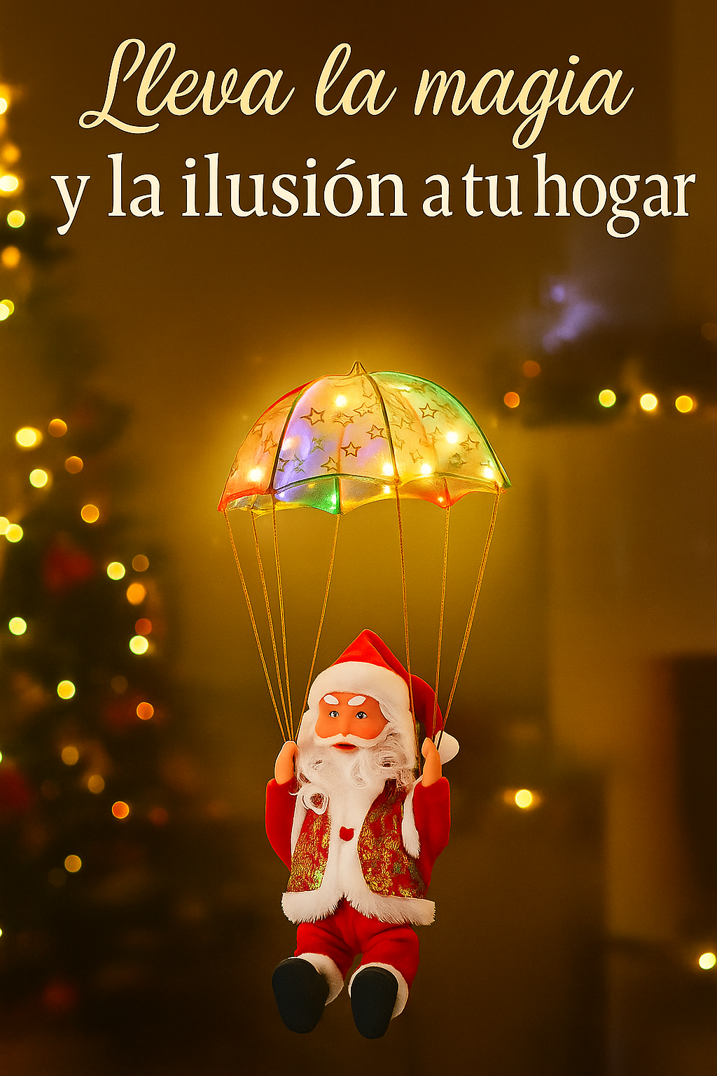 OFERTA NAVIDEÑA: 🎅 Papá Noel Paracaídas Giratorio con Luces y Música 🎄✨