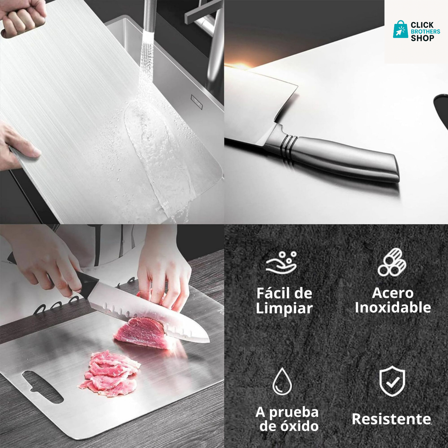 🔥Mega Oferta:🔥  AceroGourmet™ Tabla para Picar en Acero Inoxidable 🔪