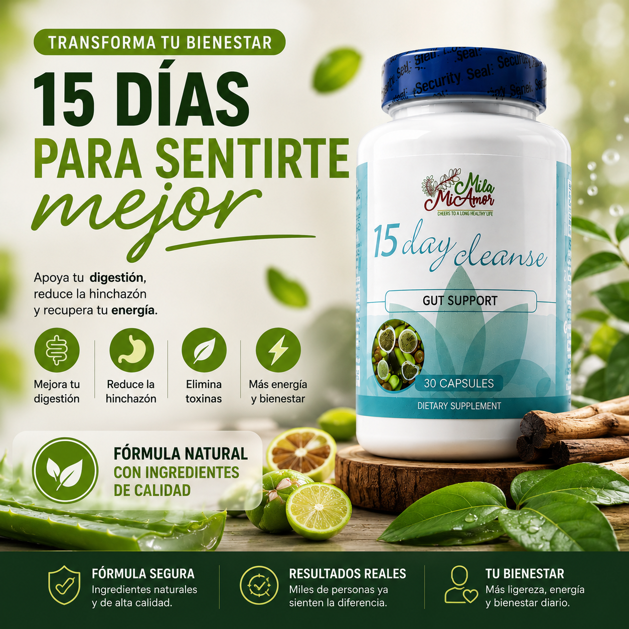 RETO 15 DIAS  | Limpieza Intestinal Natural en 15 Días | 15 Day Cleanse Mila Mi Amor