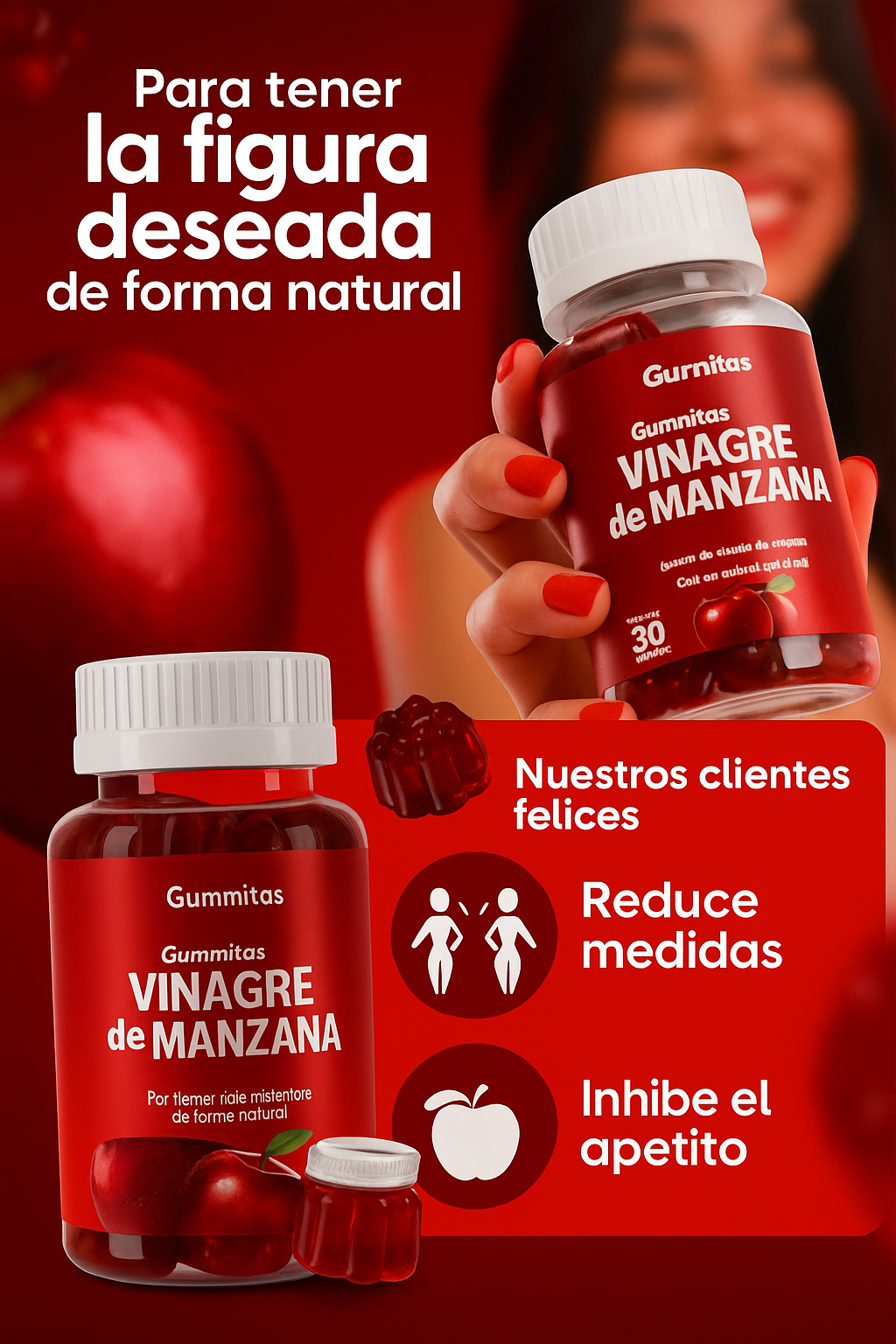 🔥 MEGA OFERTA: 🔥 Gomitas de Vinagre de Manzana 2x1 🍎