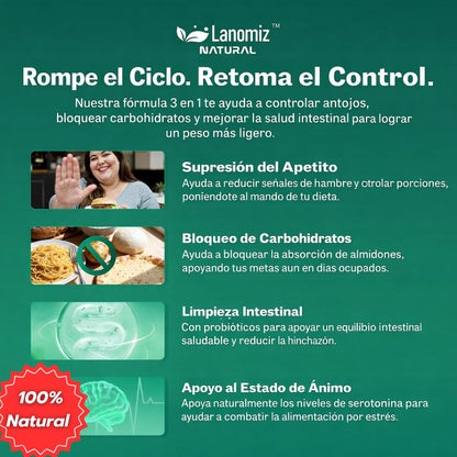 LANOMIZ Control + Gut Balance | 30 cápsulas veganas